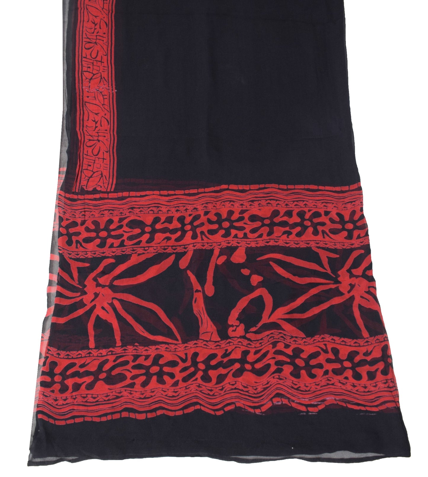 Sushila Vintage Black Red Dupatta Printed 100% Pure Georgette Long Stole Scarves