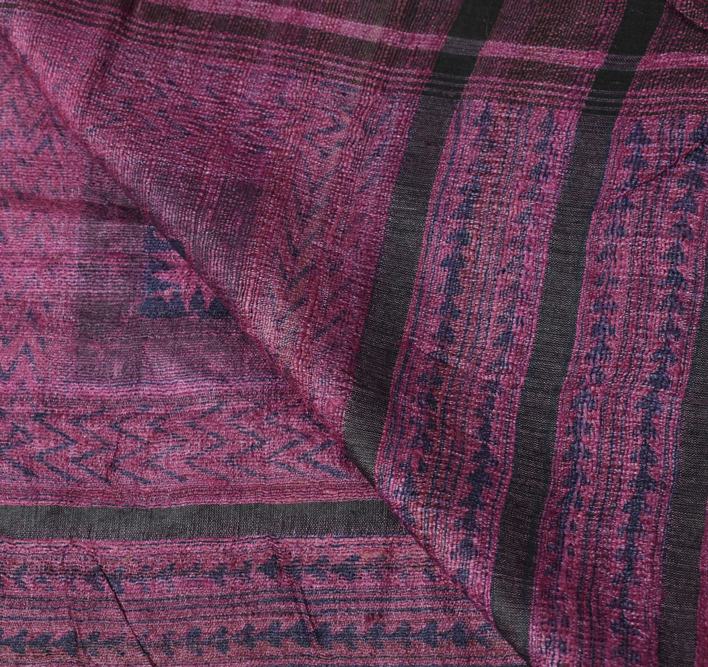 Sushila Vintage Pure Khadi Dupatta Purple Hand Block Printed Woven Long Stole