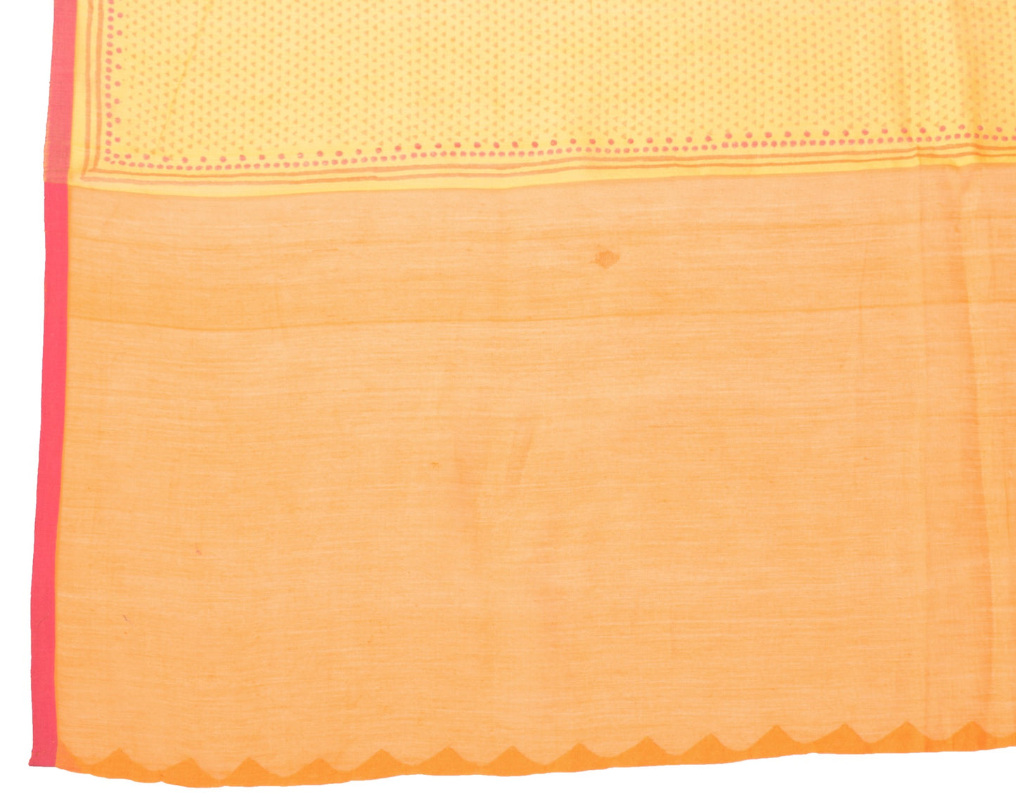 Sushila Vintage Yellow Dupatta Pure Cotton Silk Hand Block Geometric Long Stole