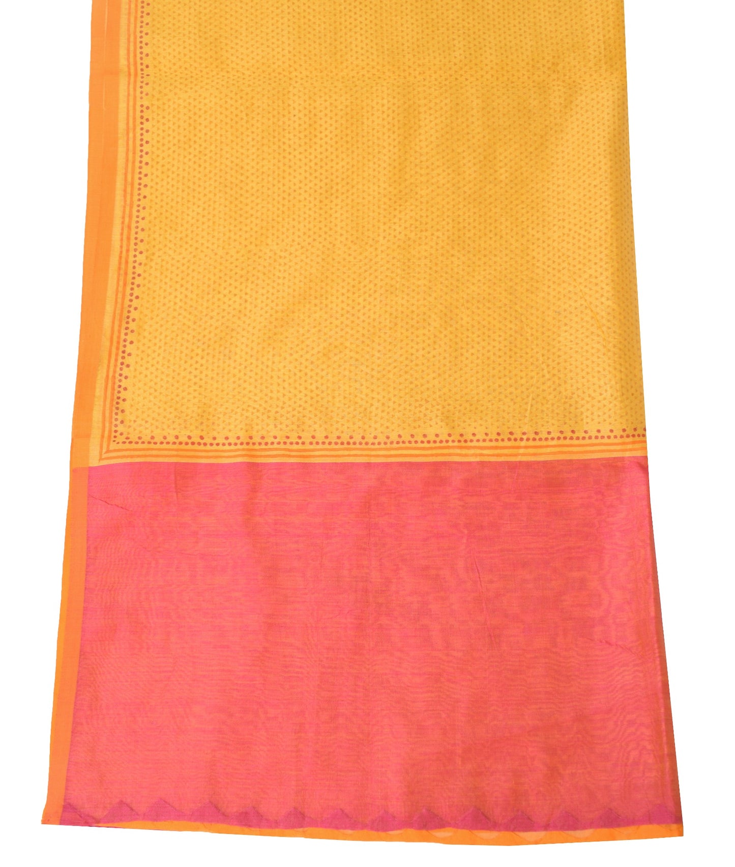 Sushila Vintage Yellow Dupatta Pure Cotton Silk Hand Block Geometric Long Stole