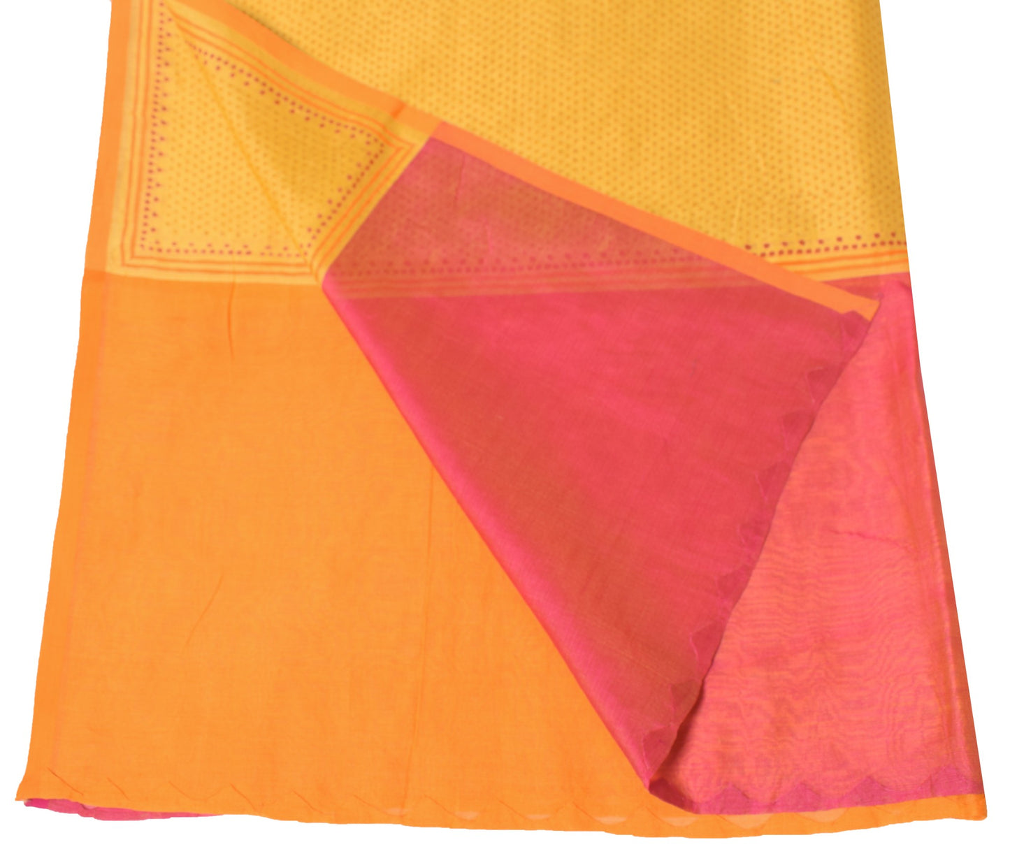Sushila Vintage Yellow Dupatta Pure Cotton Silk Hand Block Geometric Long Stole