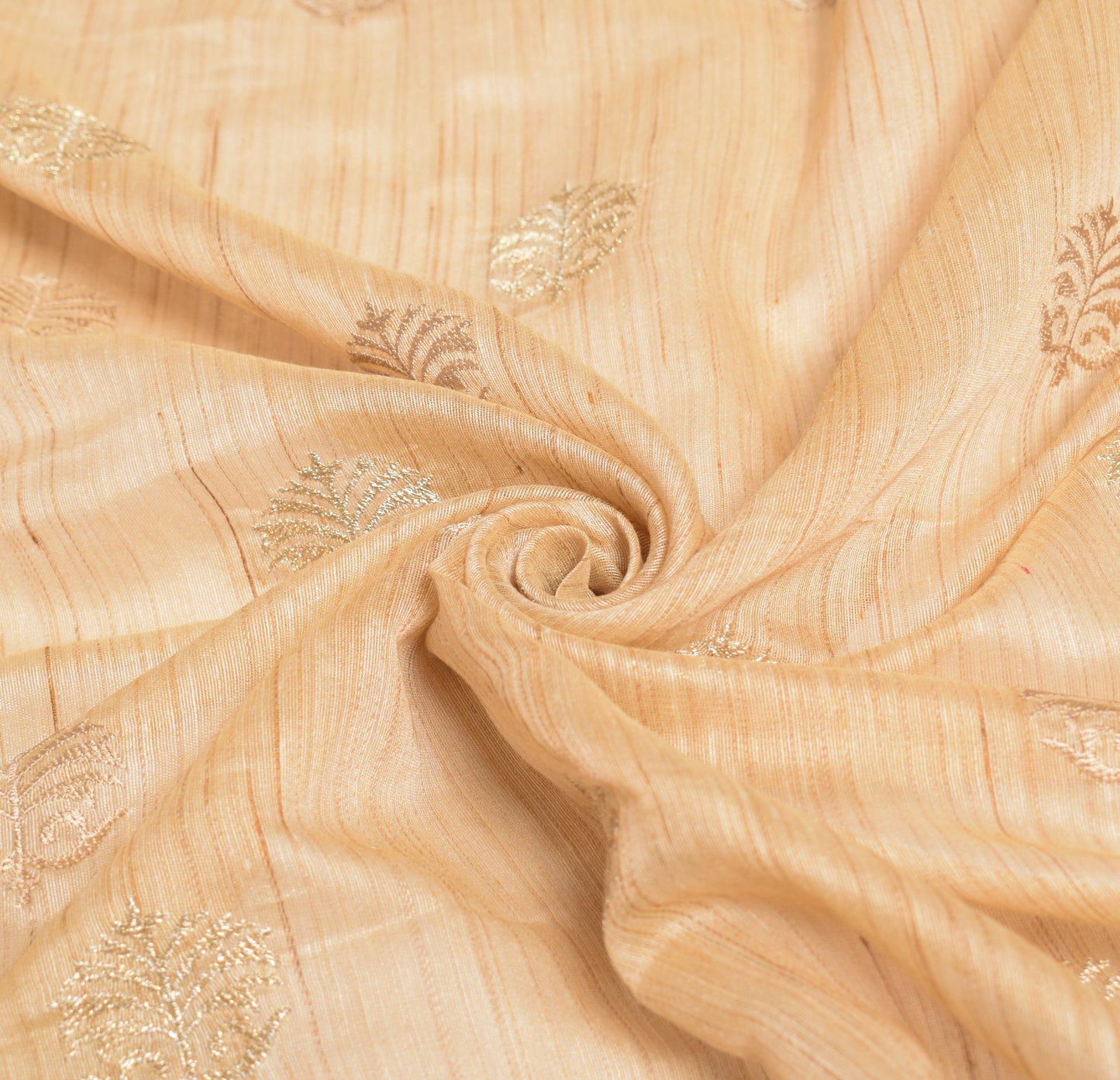 Sushila Vintage Brown Dupatta Art Cotton Silk Leaves Embroidered Long Stole Wrap