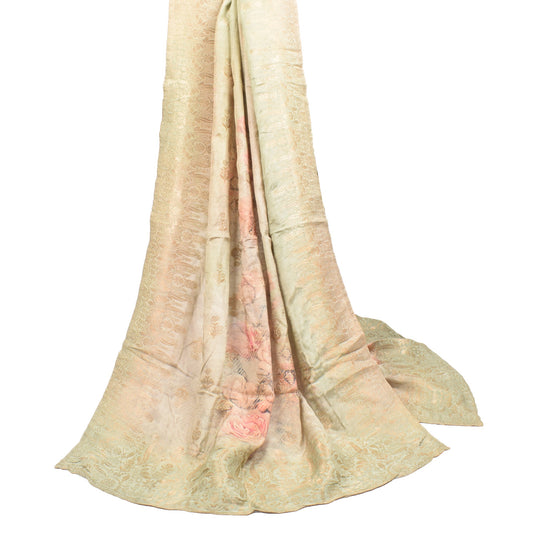 Sushila Vintage Digital Printed Dupatta Pure Cotton Silk Woven Green Long Stole