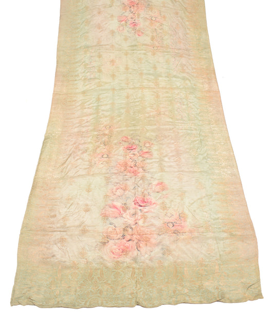Sushila Vintage Digital Printed Dupatta Pure Cotton Silk Woven Green Long Stole