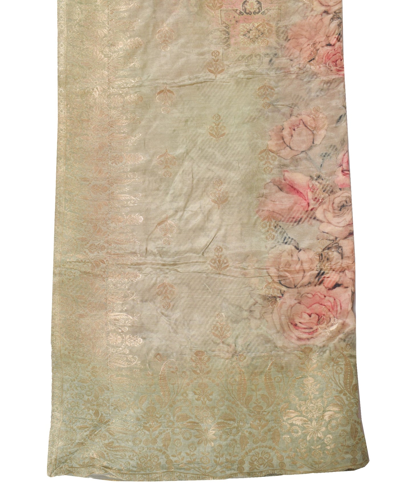 Sushila Vintage Digital Printed Dupatta Pure Cotton Silk Woven Green Long Stole