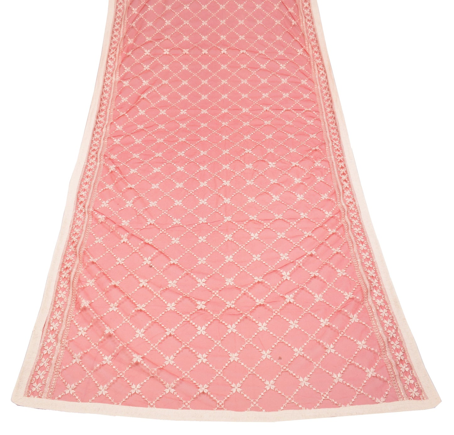 Sushila Vintage Floral Zaal Dupatta Net Mesh Red Embroidered Ethnic Long Stole