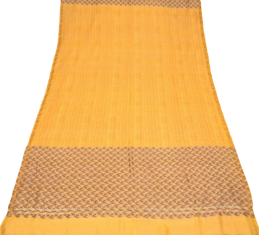 Sushila Vintage Mustard Dupatta Pure Cotton Silk Printed Long Stole Scarves Wrap