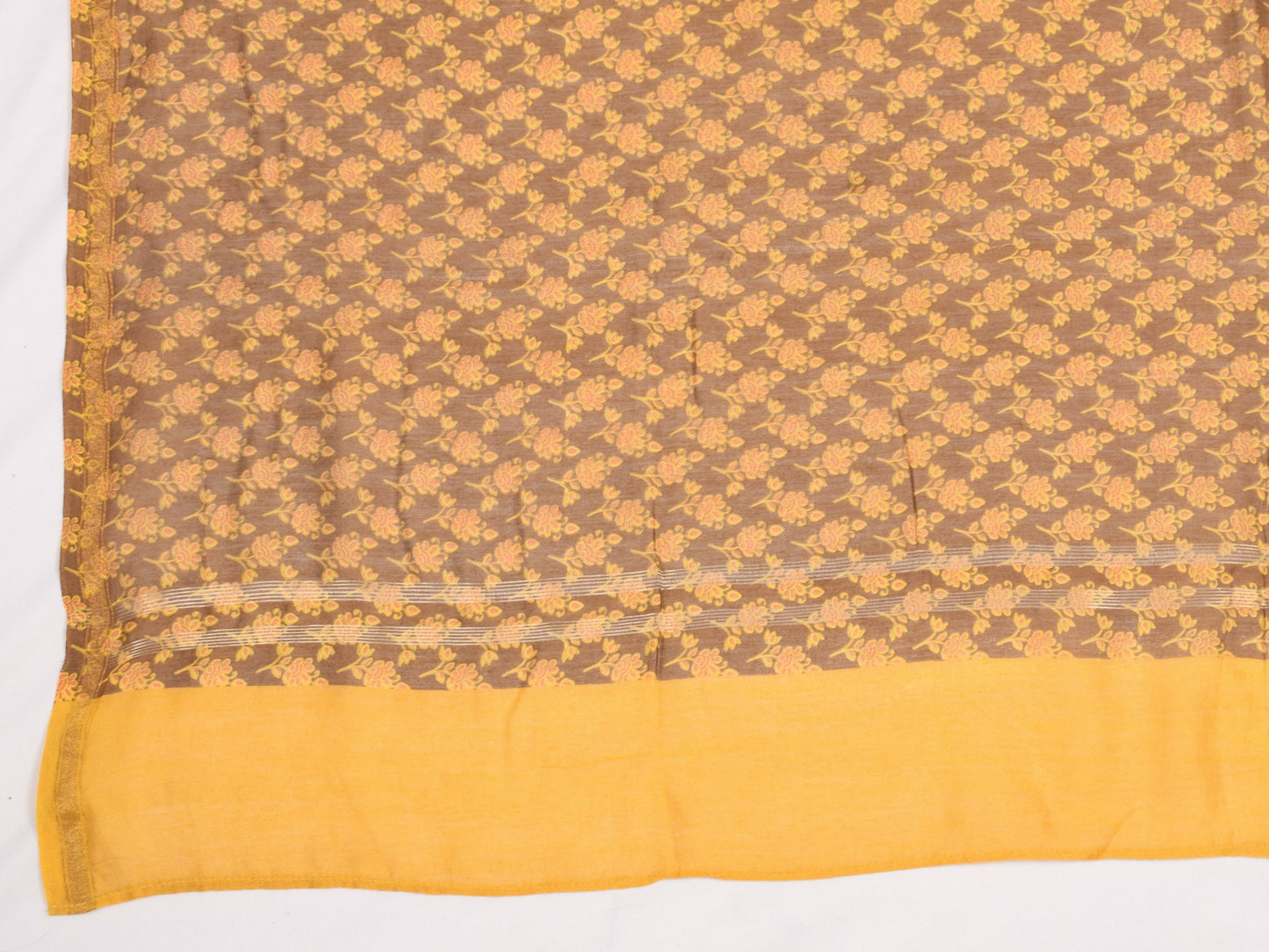 Sushila Vintage Mustard Dupatta Pure Cotton Silk Printed Long Stole Scarves Wrap