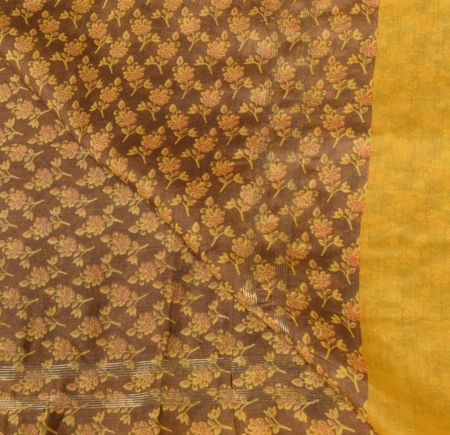 Sushila Vintage Mustard Dupatta Pure Cotton Silk Printed Long Stole Scarves Wrap