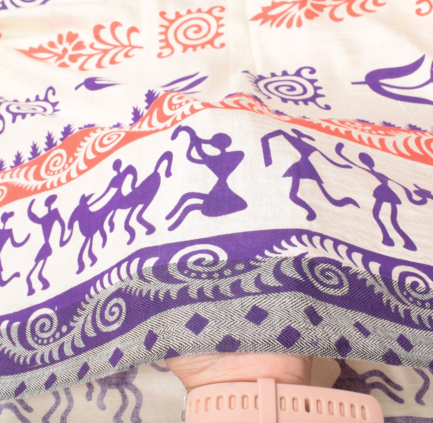 Sushila Vintage Pashmina Dupatta Art Woolen Handloom Cream Soft Warm Long Stole