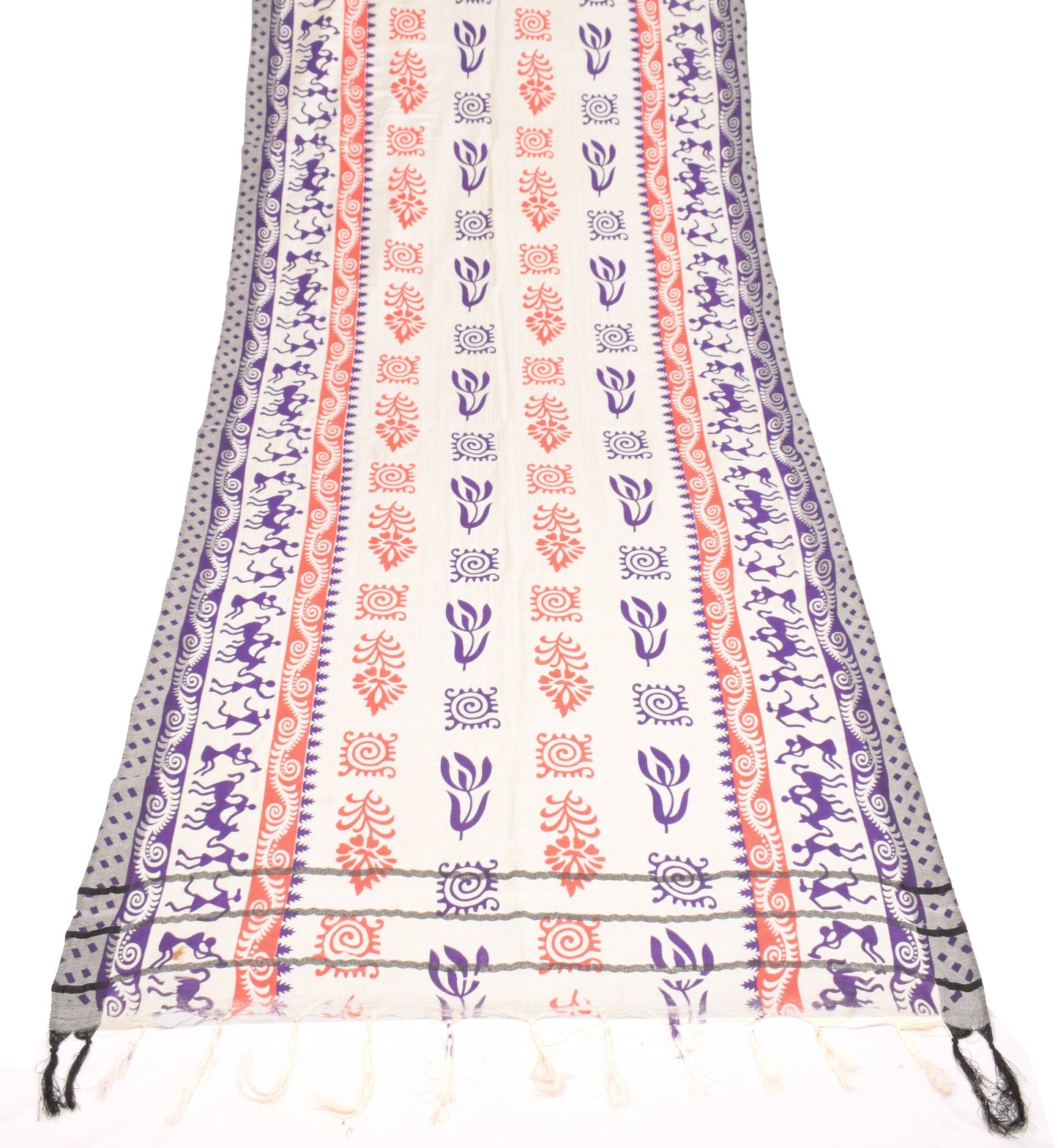 Sushila Vintage Pashmina Dupatta Art Woolen Handloom Cream Soft Warm Long Stole