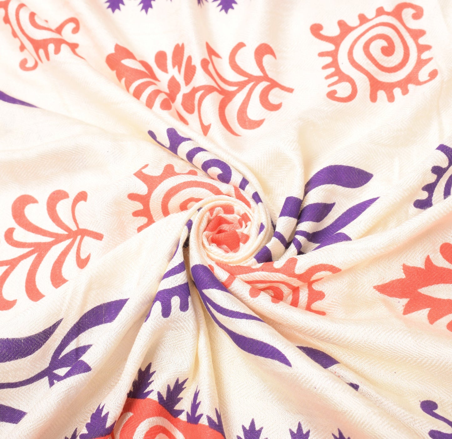 Sushila Vintage Pashmina Dupatta Art Woolen Handloom Cream Soft Warm Long Stole