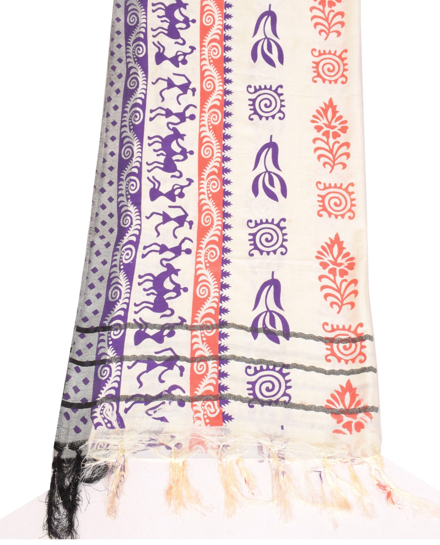 Sushila Vintage Pashmina Dupatta Art Woolen Handloom Cream Soft Warm Long Stole
