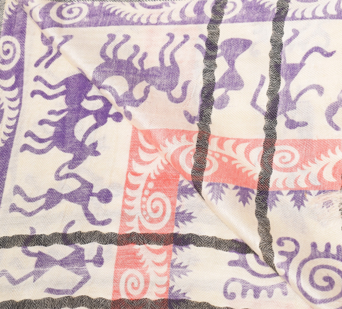 Sushila Vintage Pashmina Dupatta Art Woolen Handloom Cream Soft Warm Long Stole