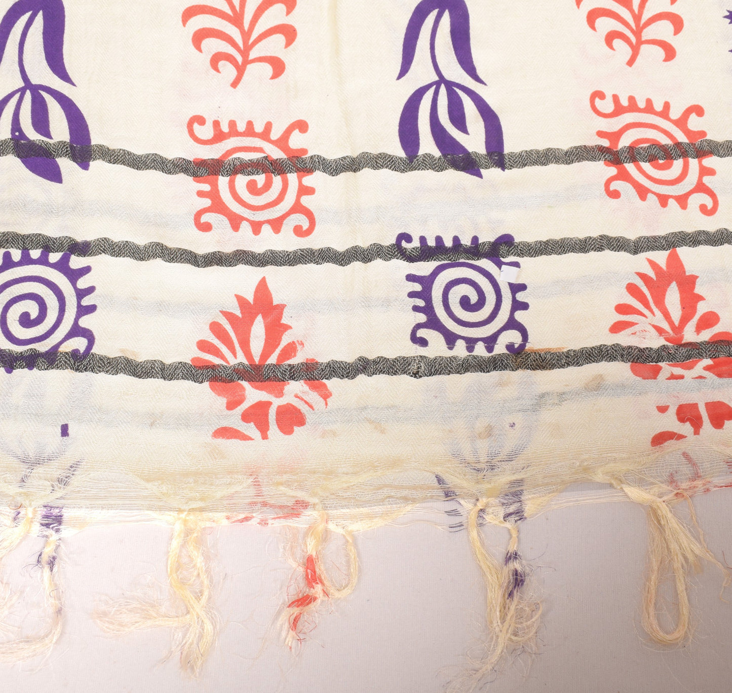 Sushila Vintage Pashmina Dupatta Art Woolen Handloom Cream Soft Warm Long Stole