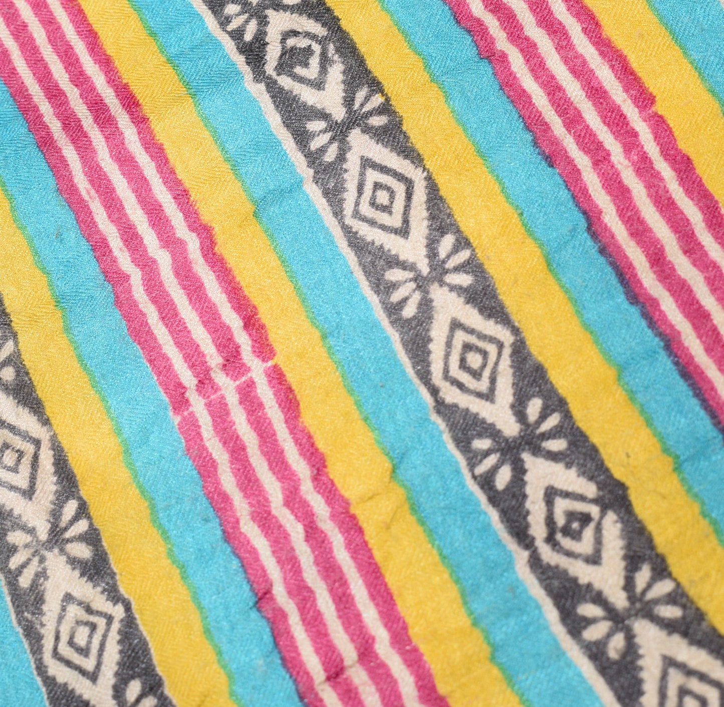 Sushila Vintage Yellow Dupatta Pure Woolen Hand Block Printed Soft Long Stole