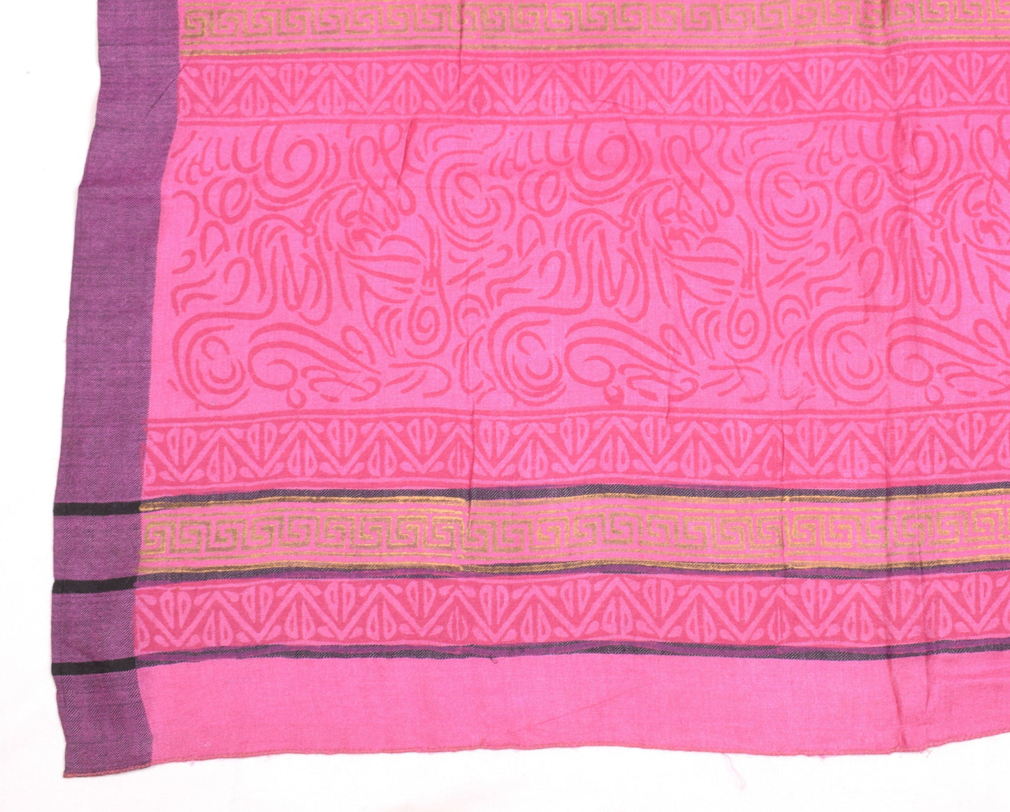 Sushila Vintage Pink Dupatta Pure Woolen Hand Block Print Soft Shawl Long Stole