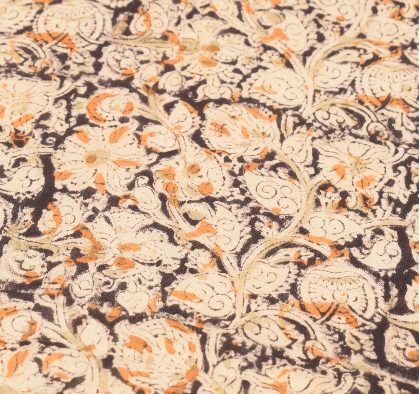 Sushila Vintage Handblock Print Kalamkari Dupatta Pure Cotton Cream Long Stole