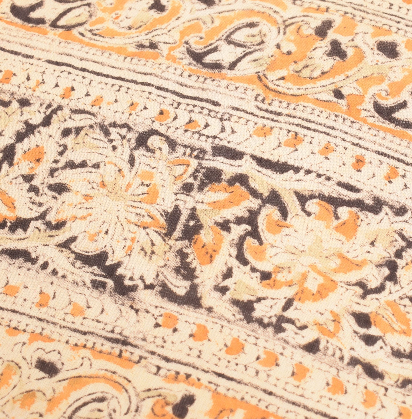 Sushila Vintage Handblock Print Kalamkari Dupatta Pure Cotton Cream Long Stole