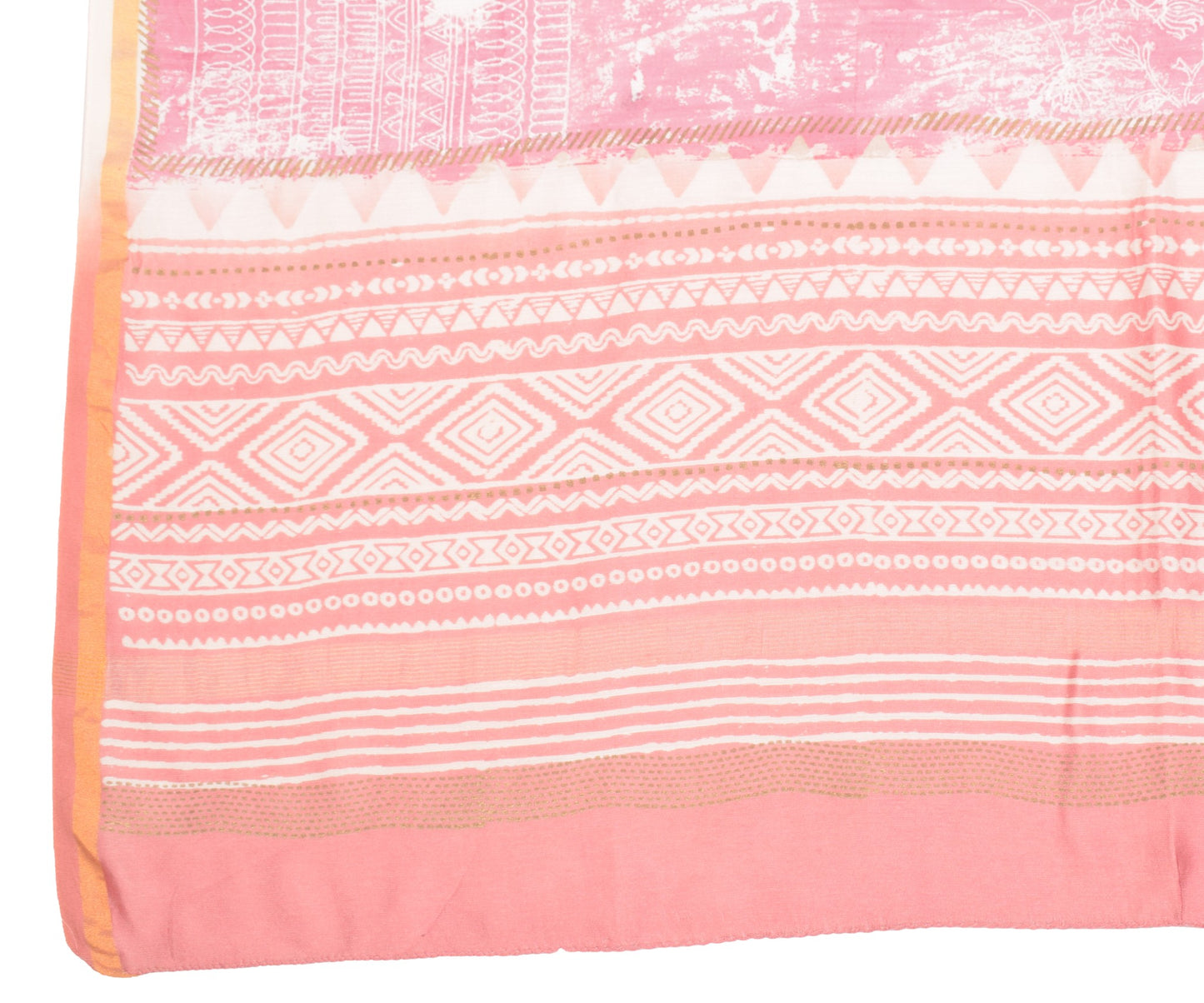 Sushila Vintage Hand Block Printed Dupatta Pure Cotton Silk Pink Long Stole Veil