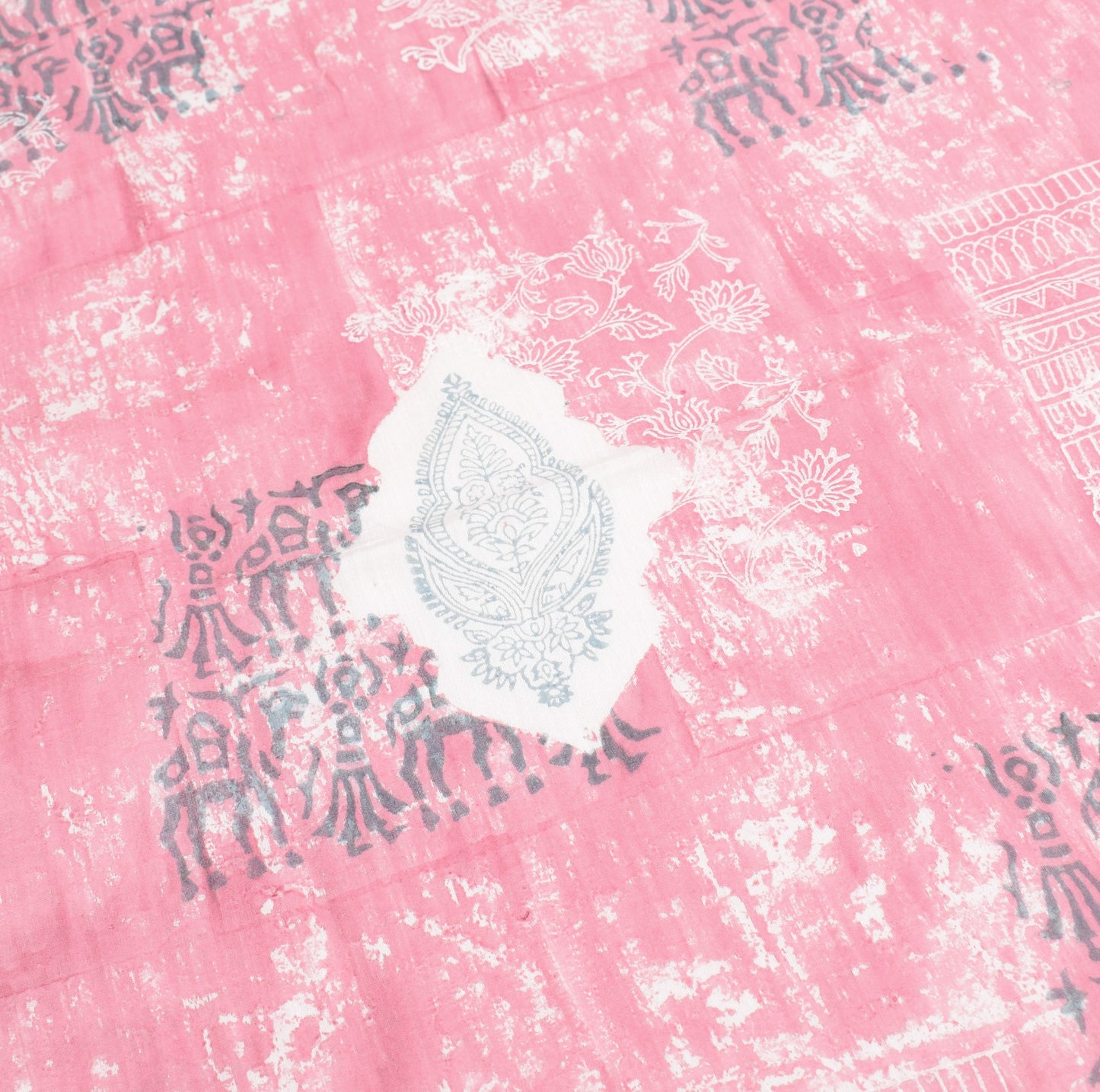 Sushila Vintage Hand Block Printed Dupatta Pure Cotton Silk Pink Long Stole Veil