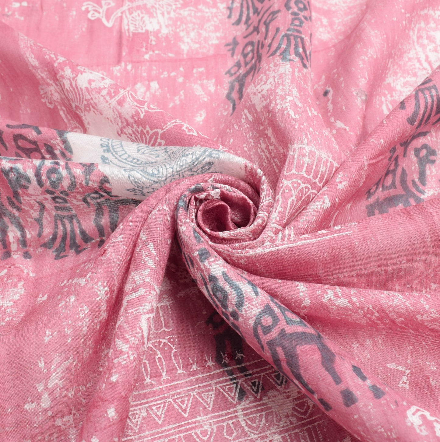 Sushila Vintage Hand Block Printed Dupatta Pure Cotton Silk Pink Long Stole Veil