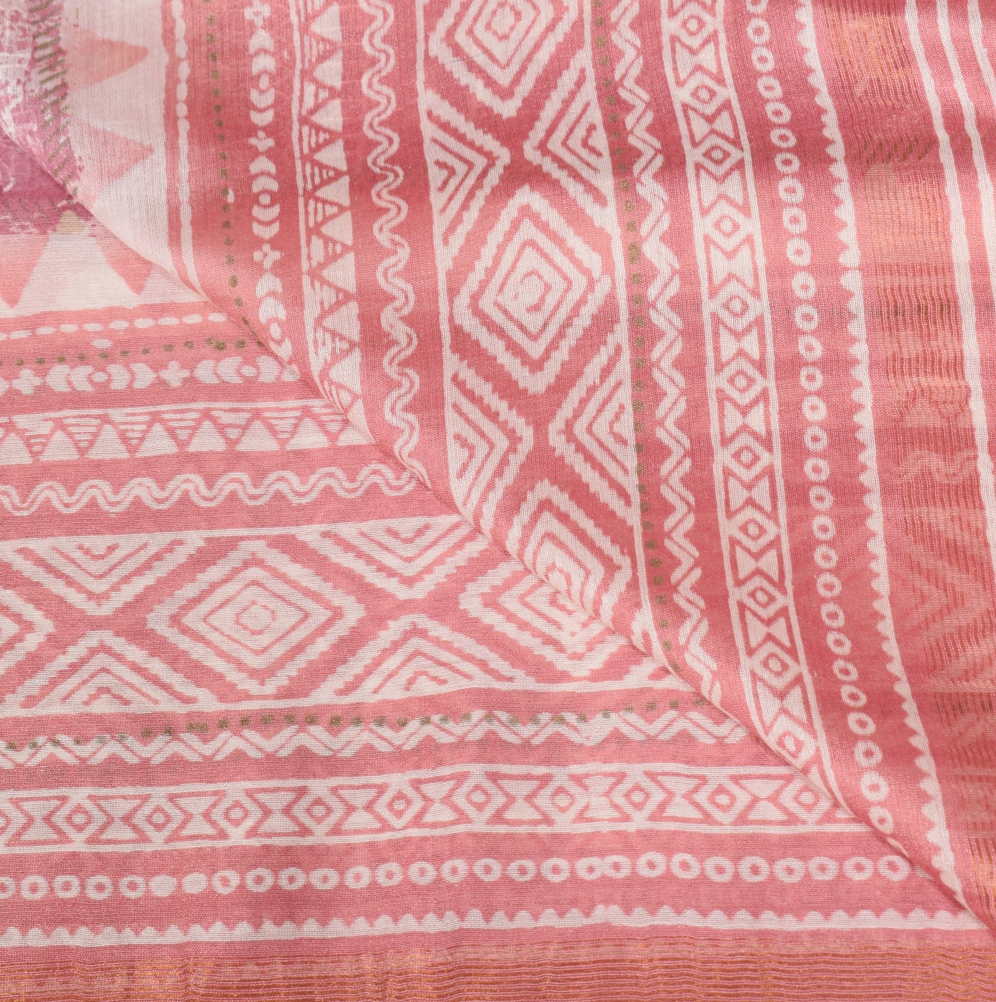 Sushila Vintage Hand Block Printed Dupatta Pure Cotton Silk Pink Long Stole Veil