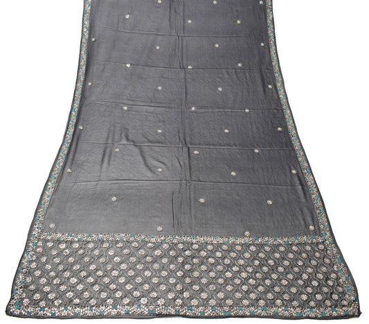 Sushila Vintage Hand Embroidered Dupatta Pure Georgette Black Floral Long Stole