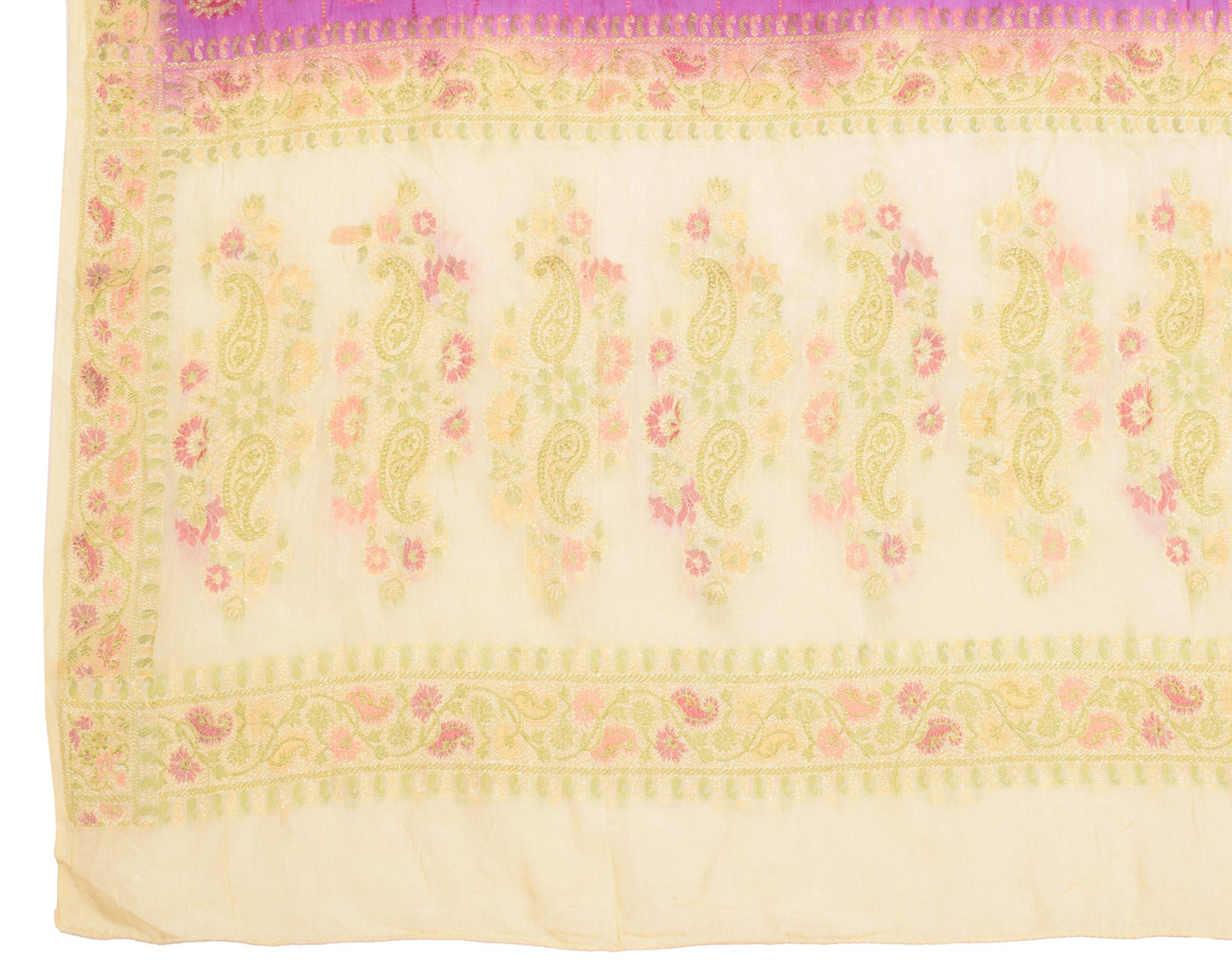 Sushila Vintage Purple Cream Dupatta Pure Tussar Silk Woven Soft Long Stole Wrap