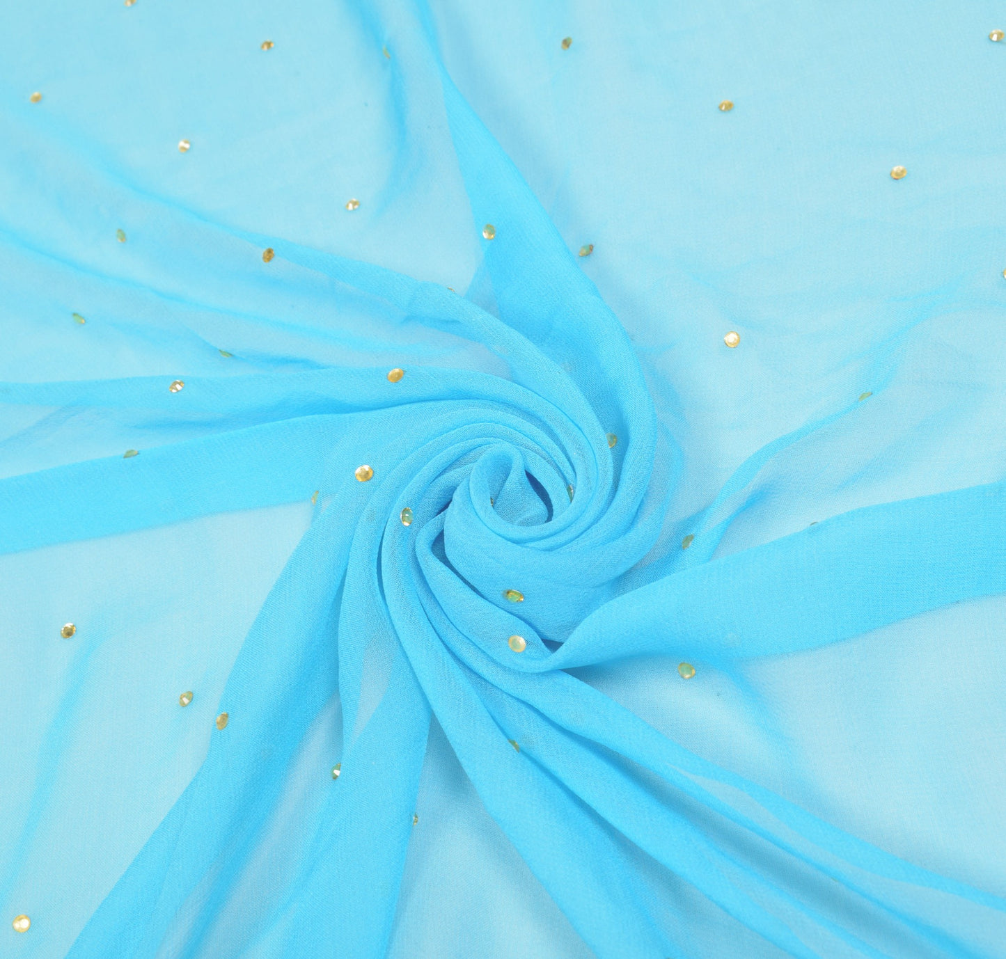 Sushila Vintage Aqua Blue Dupatta Cutwork Embroidered Pure Georgette Long Stole