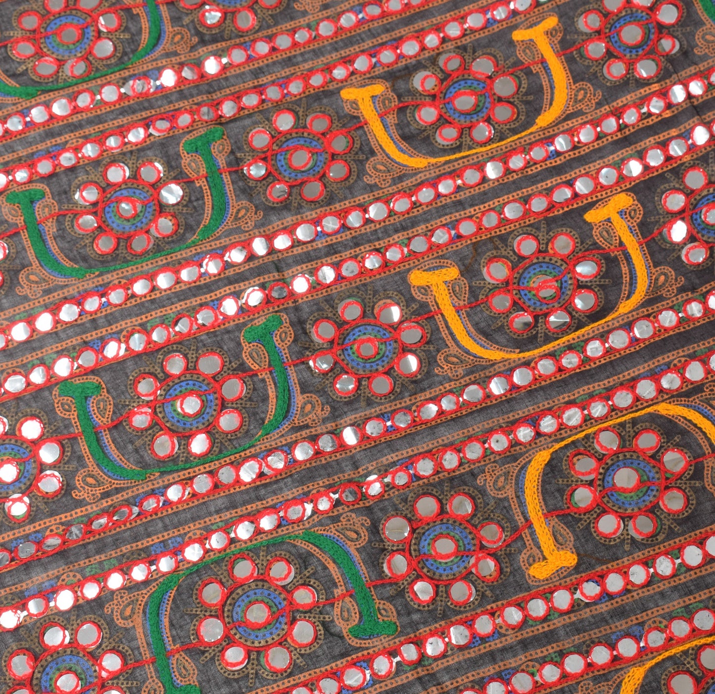 Sushila Vintage Banjara Wrap Embroidered Kutchwork 100%Pure Cotton Black Dupatta