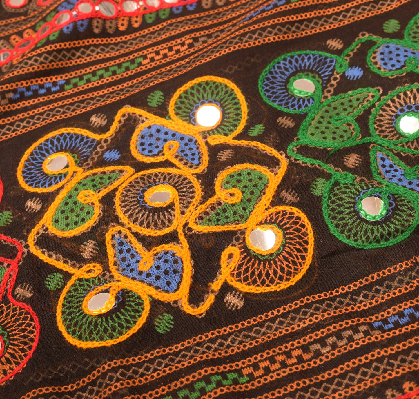 Sushila Vintage Banjara Wrap Embroidered Kutchwork 100%Pure Cotton Black Dupatta