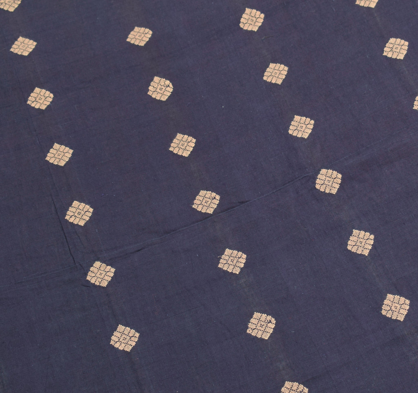 Sushila Vintage Hand Woven Dupatta 100% Pure Cotton Floral Navy Blue Long Stole