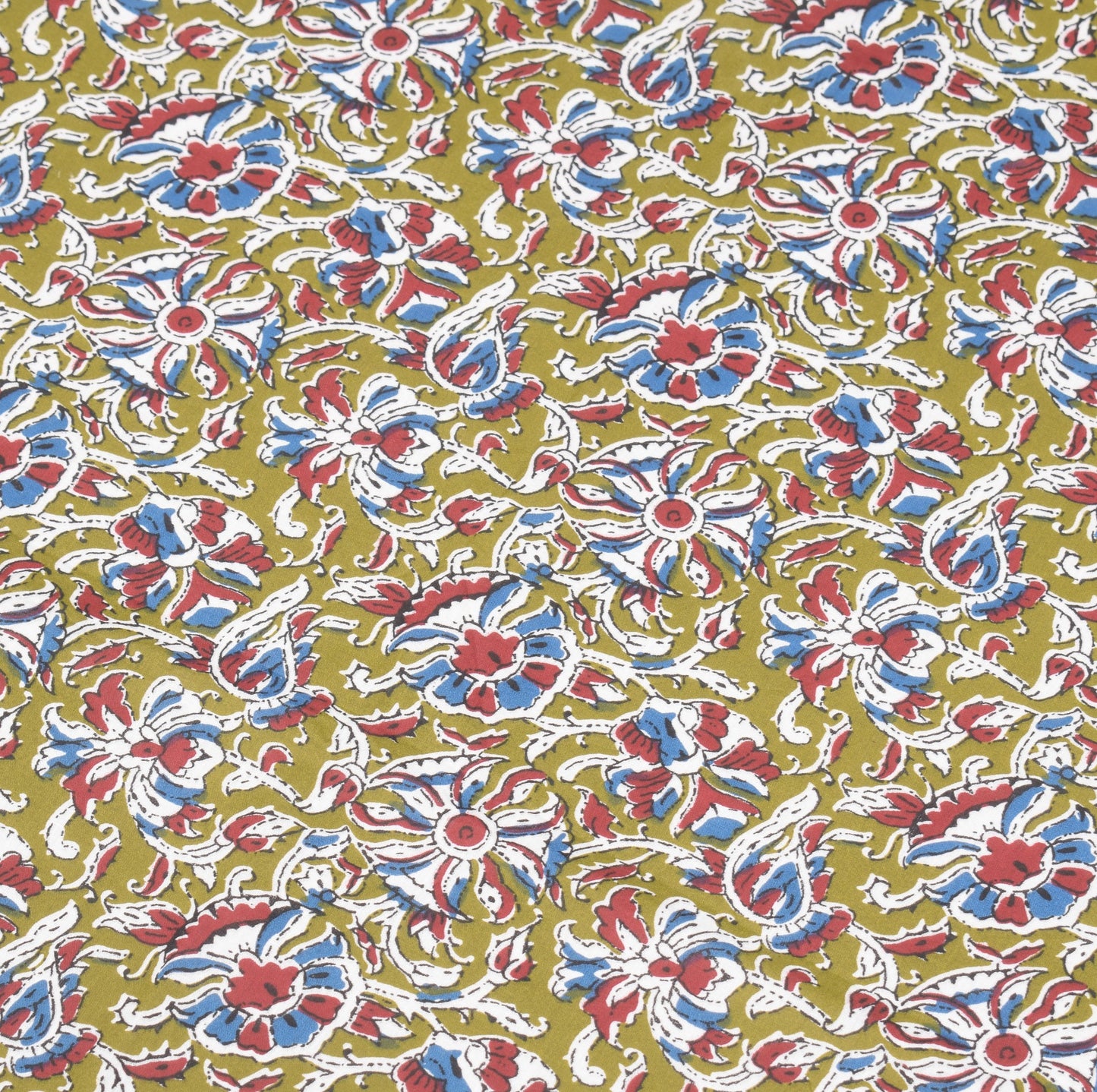 Sushila Vintage Floral Kalamkari Dupatta Pure Cotton Green Handprint Long Stole