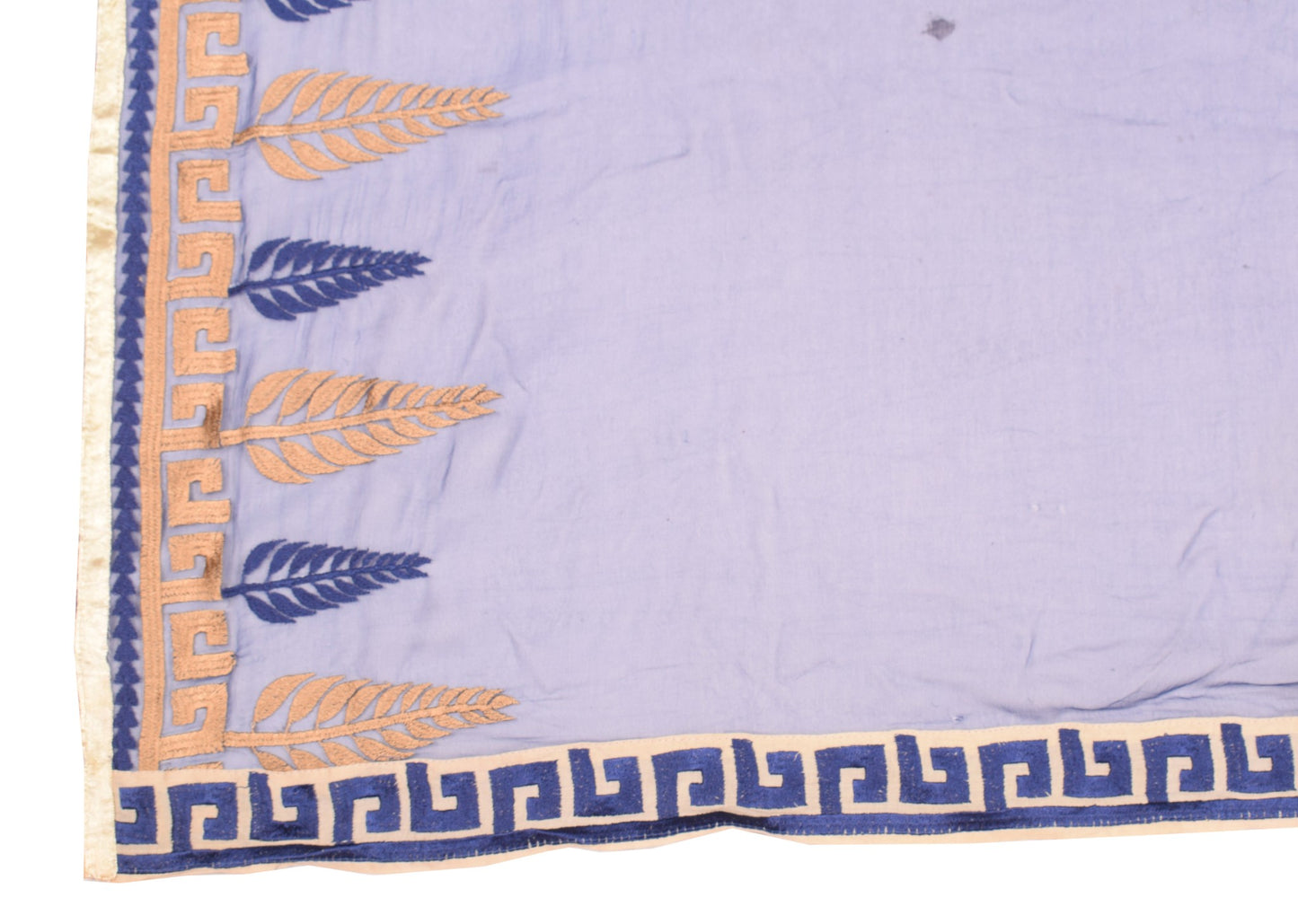 Sushila Vintage Embroidered Dupatta 100% Pure Chiffon Silk Blue Long Stole Wrap