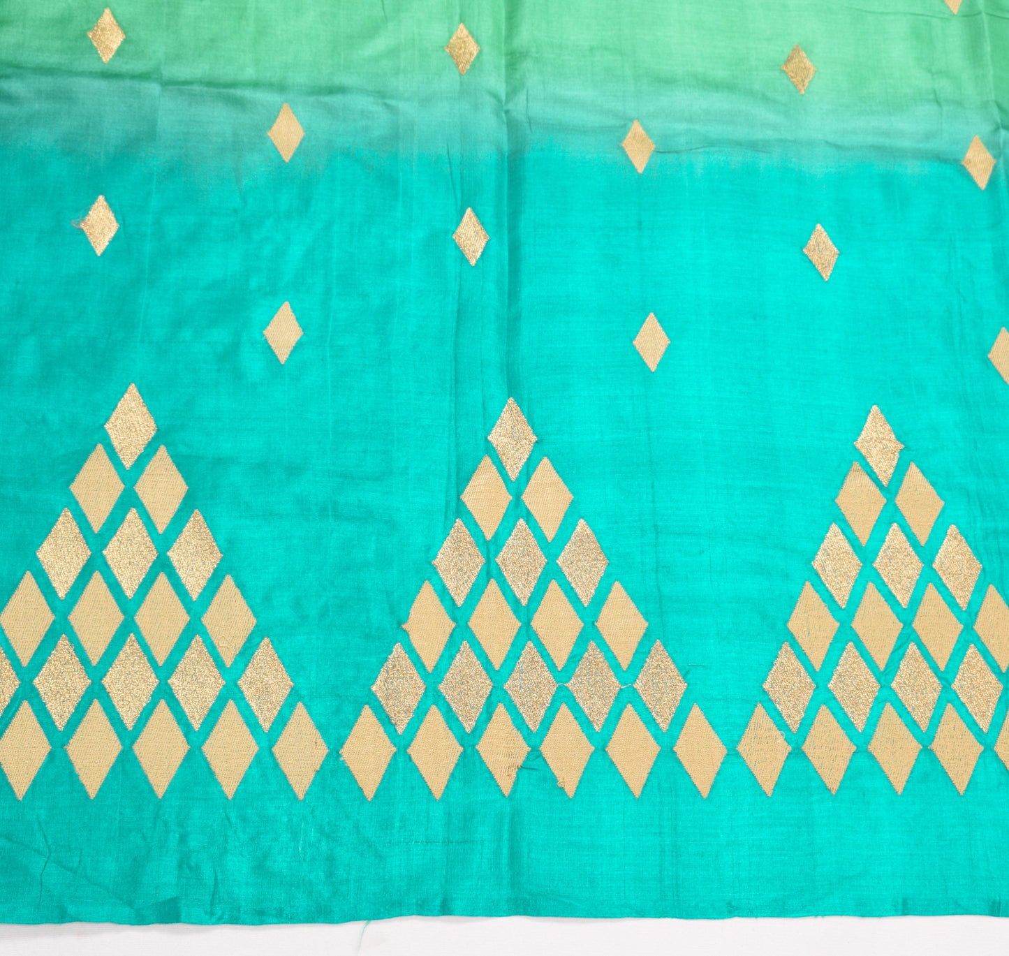 Sushila Vintage Green Blue  Dupatta Pure Tussar Silk Embroidered Soft Long Stole