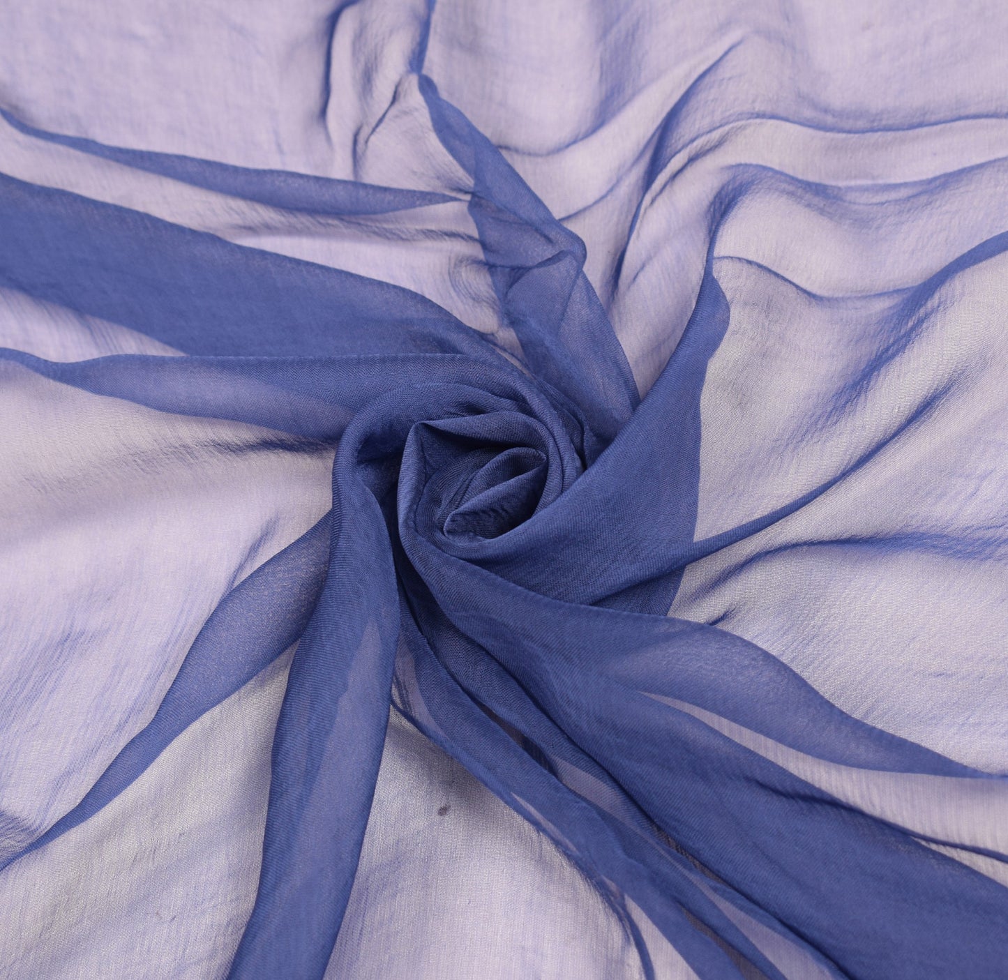 Sushila Vintage Embroidered Dupatta 100% Pure Chiffon Silk Blue Long Stole Wrap