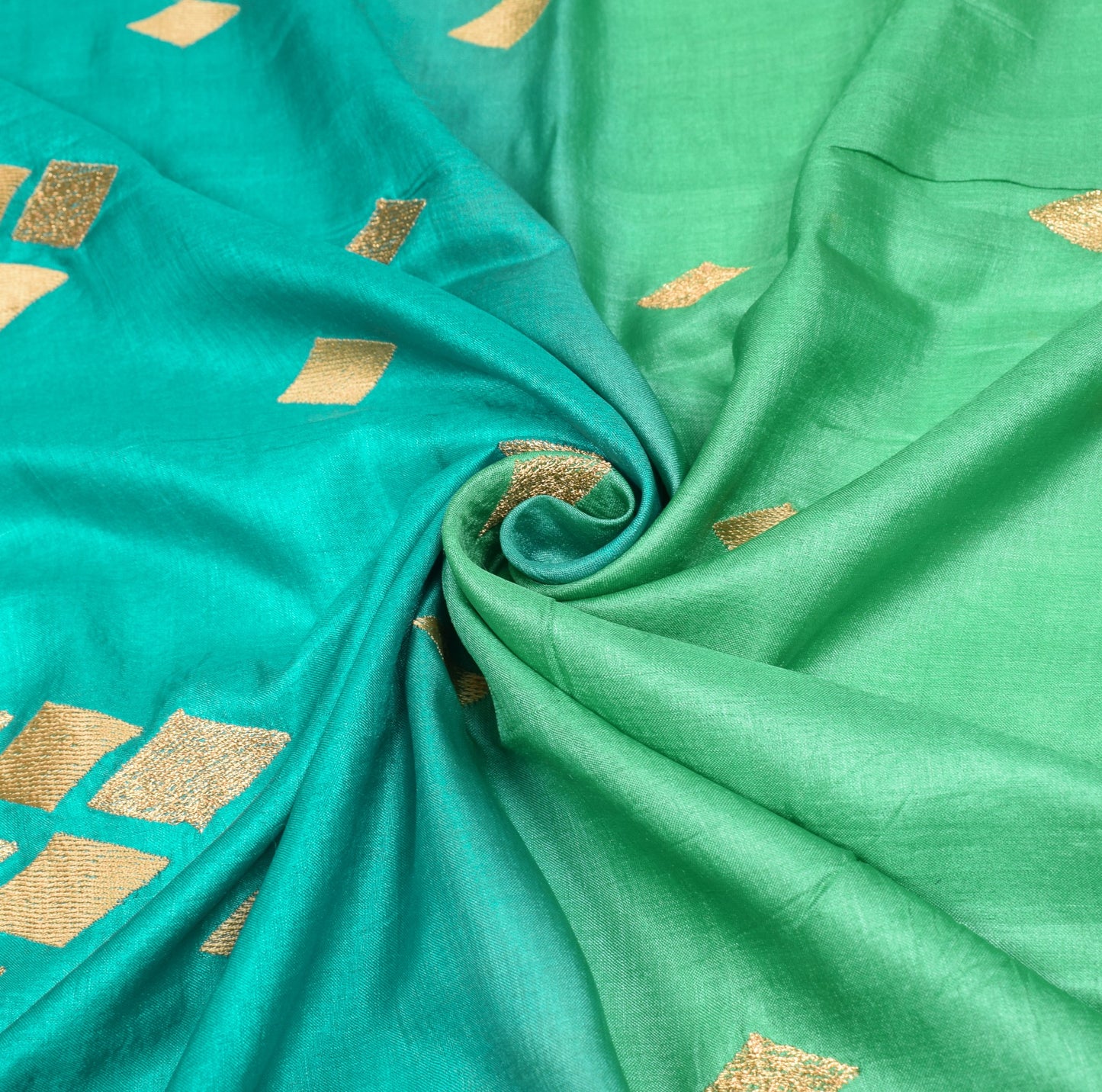 Sushila Vintage Green Blue  Dupatta Pure Tussar Silk Embroidered Soft Long Stole