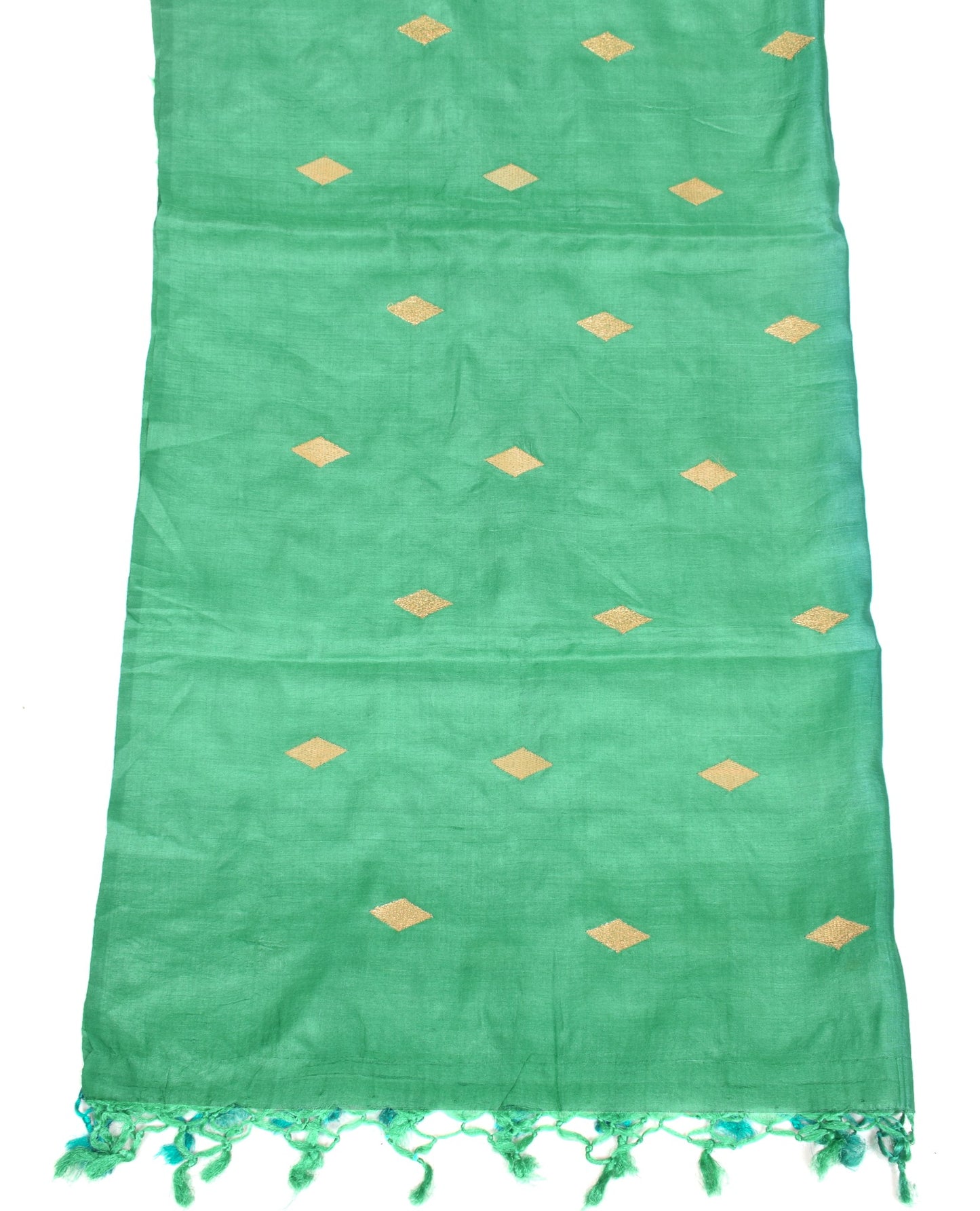 Sushila Vintage Green Blue  Dupatta Pure Tussar Silk Embroidered Soft Long Stole