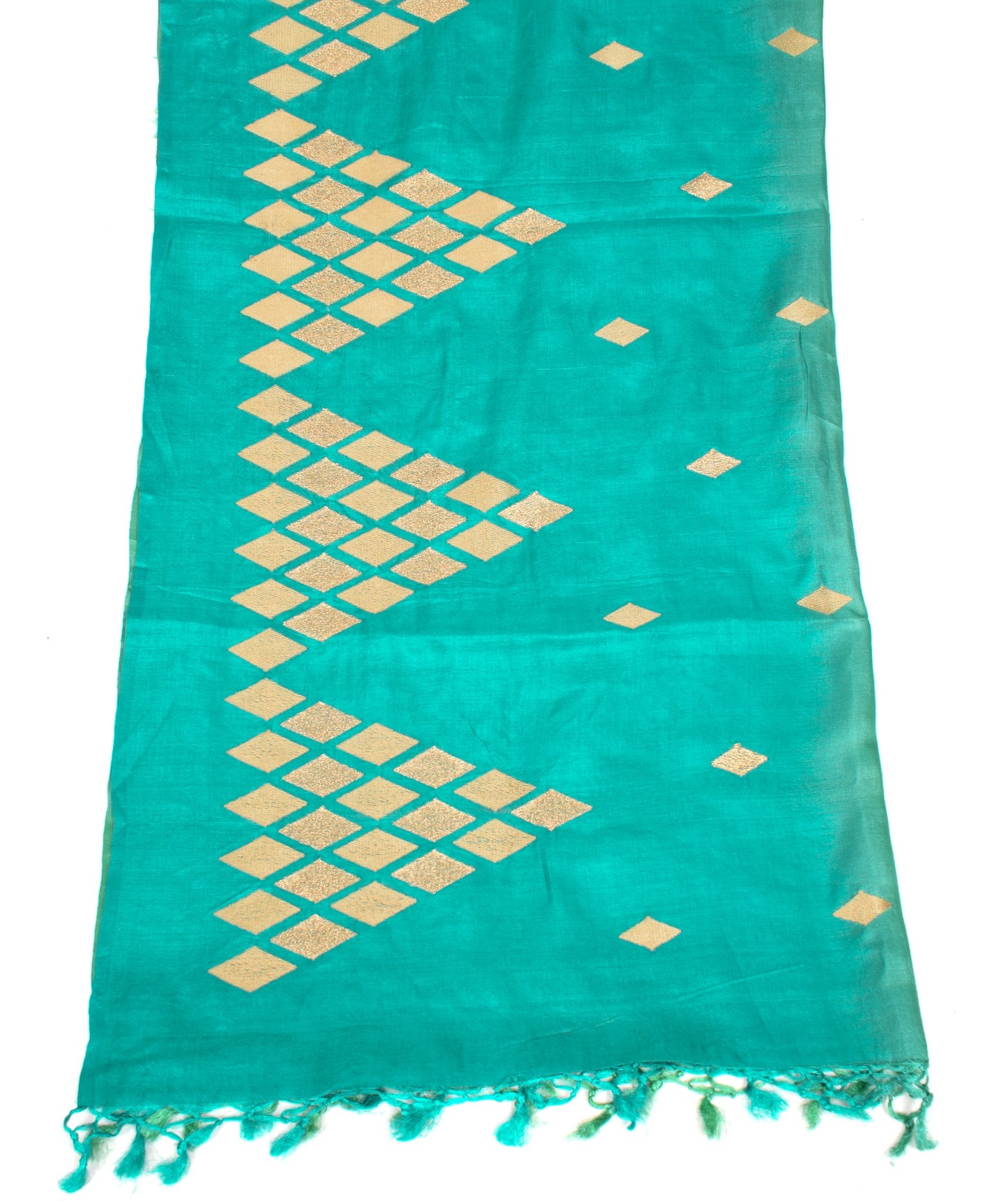 Sushila Vintage Green Blue  Dupatta Pure Tussar Silk Embroidered Soft Long Stole