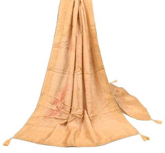 Sushila Vintage Floral Peach Dupatta Digital Printed Cotton Silk Veil Long Stole