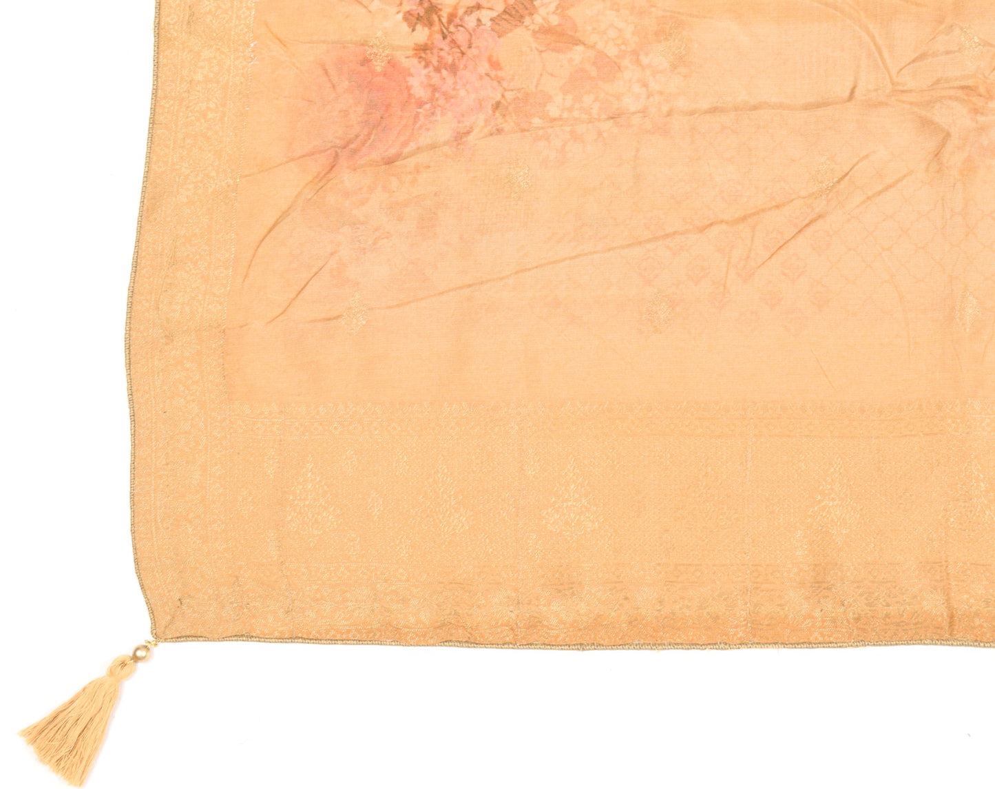 Sushila Vintage Floral Peach Dupatta Digital Printed Cotton Silk Veil Long Stole