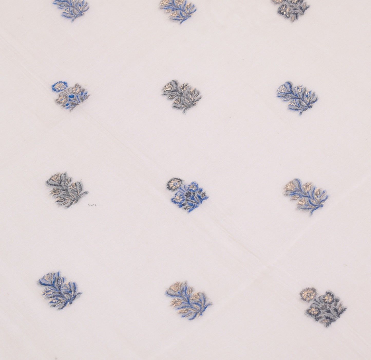 Sushila Vintage White Floral Dupatta Pure Cotton Silk Hand Woven Long Stole Wrap
