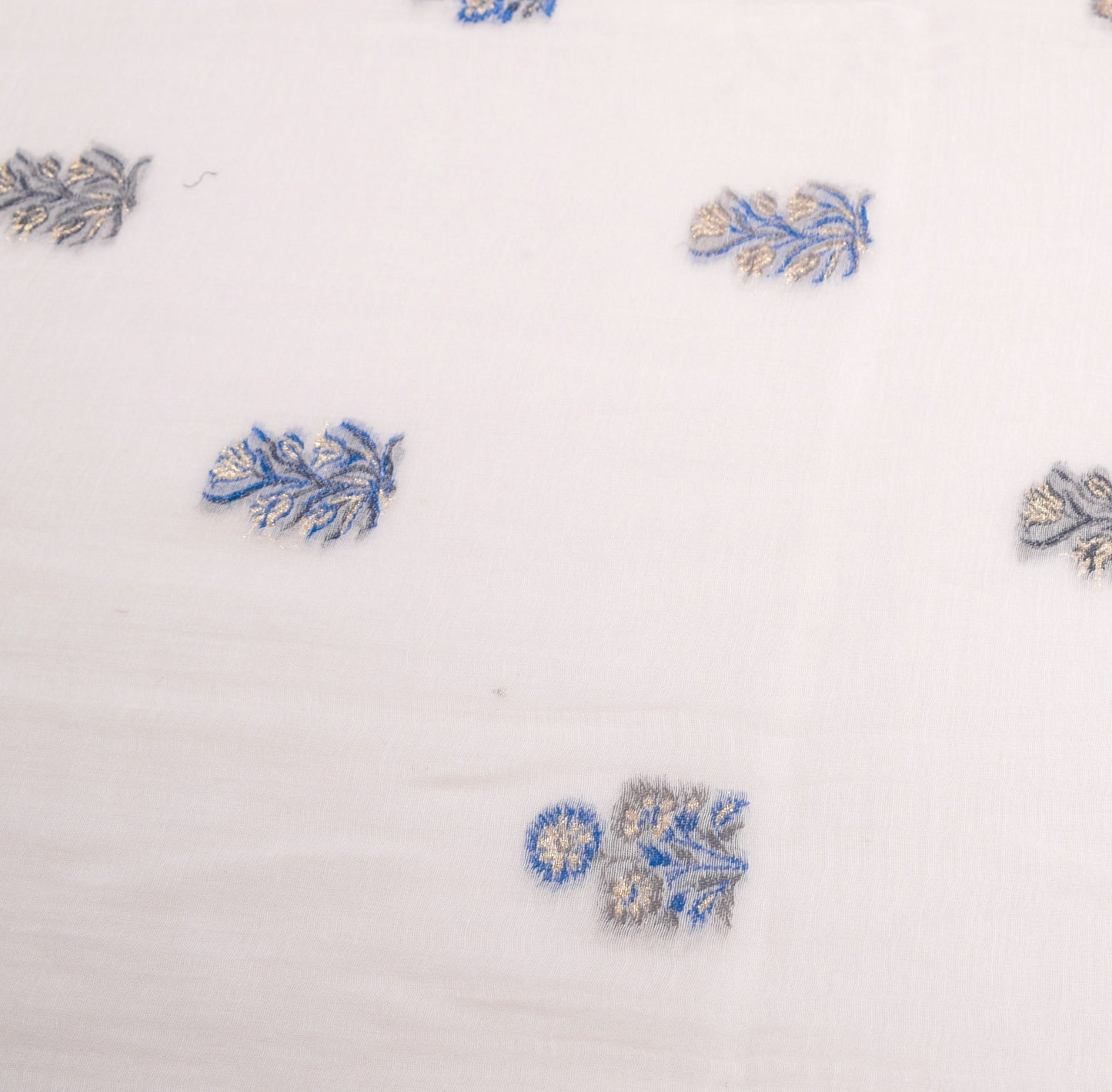 Sushila Vintage White Floral Dupatta Pure Cotton Silk Hand Woven Long Stole Wrap