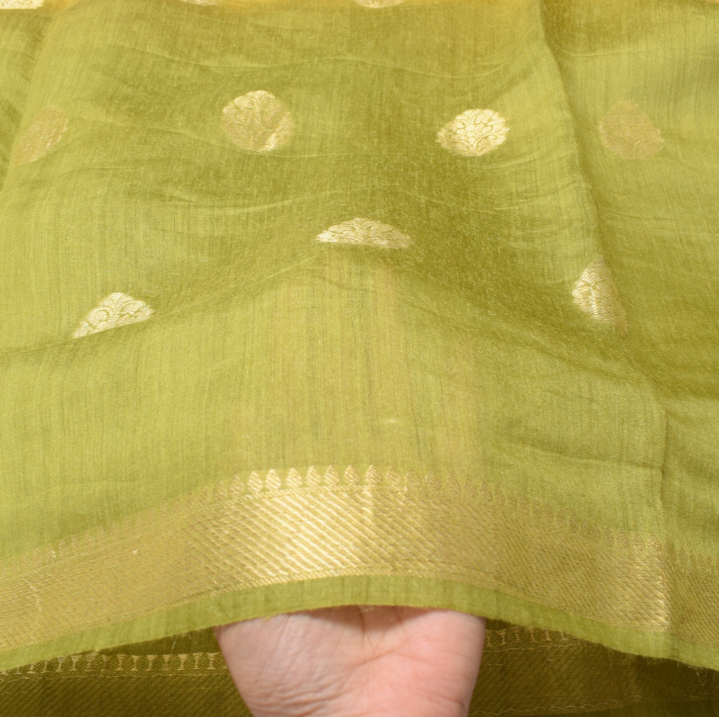 Sushila Vintage Yellow Green Dupatta Pure Cotton Silk Zari Brocade Long Stole