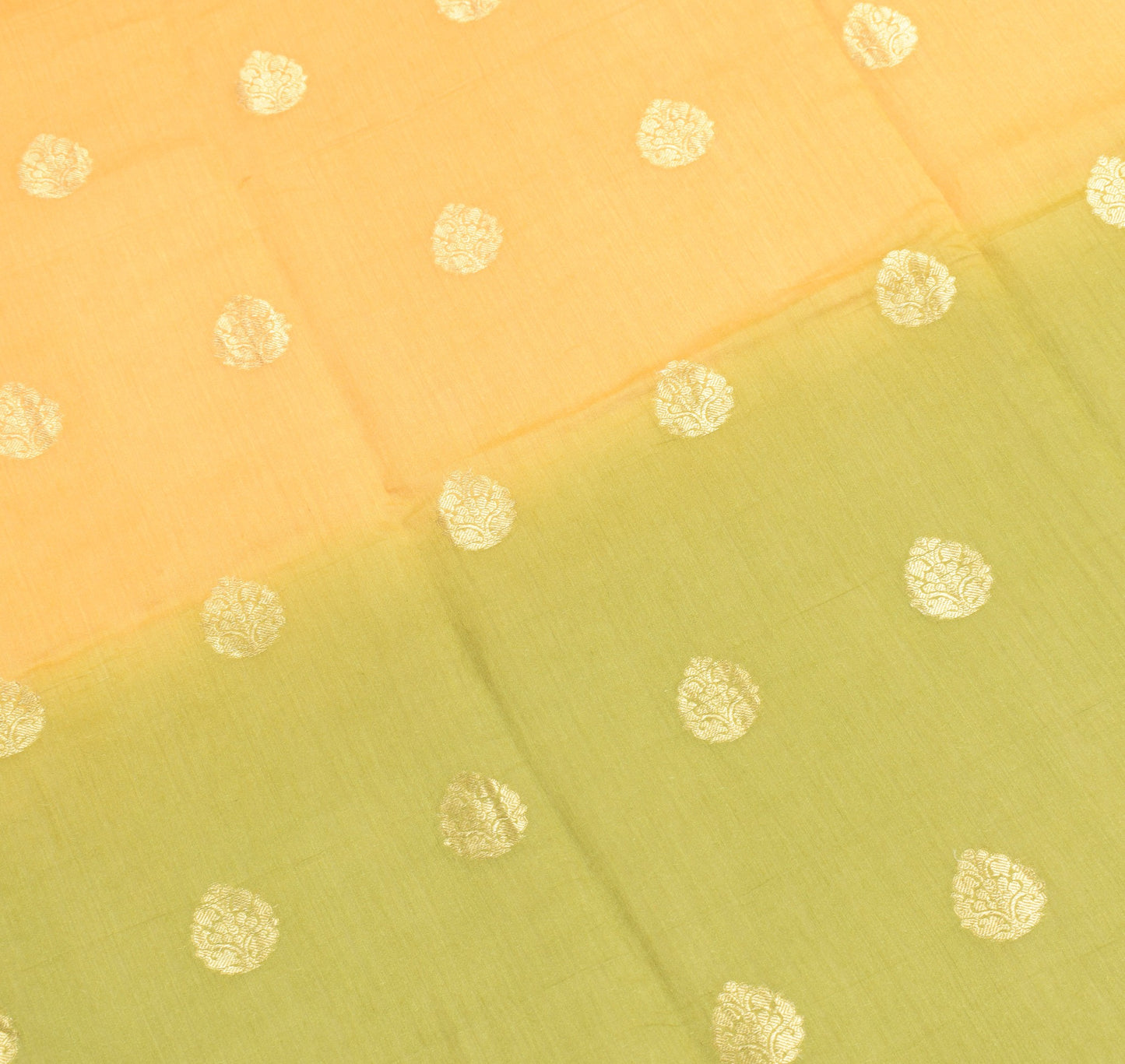 Sushila Vintage Yellow Green Dupatta Pure Cotton Silk Zari Brocade Long Stole