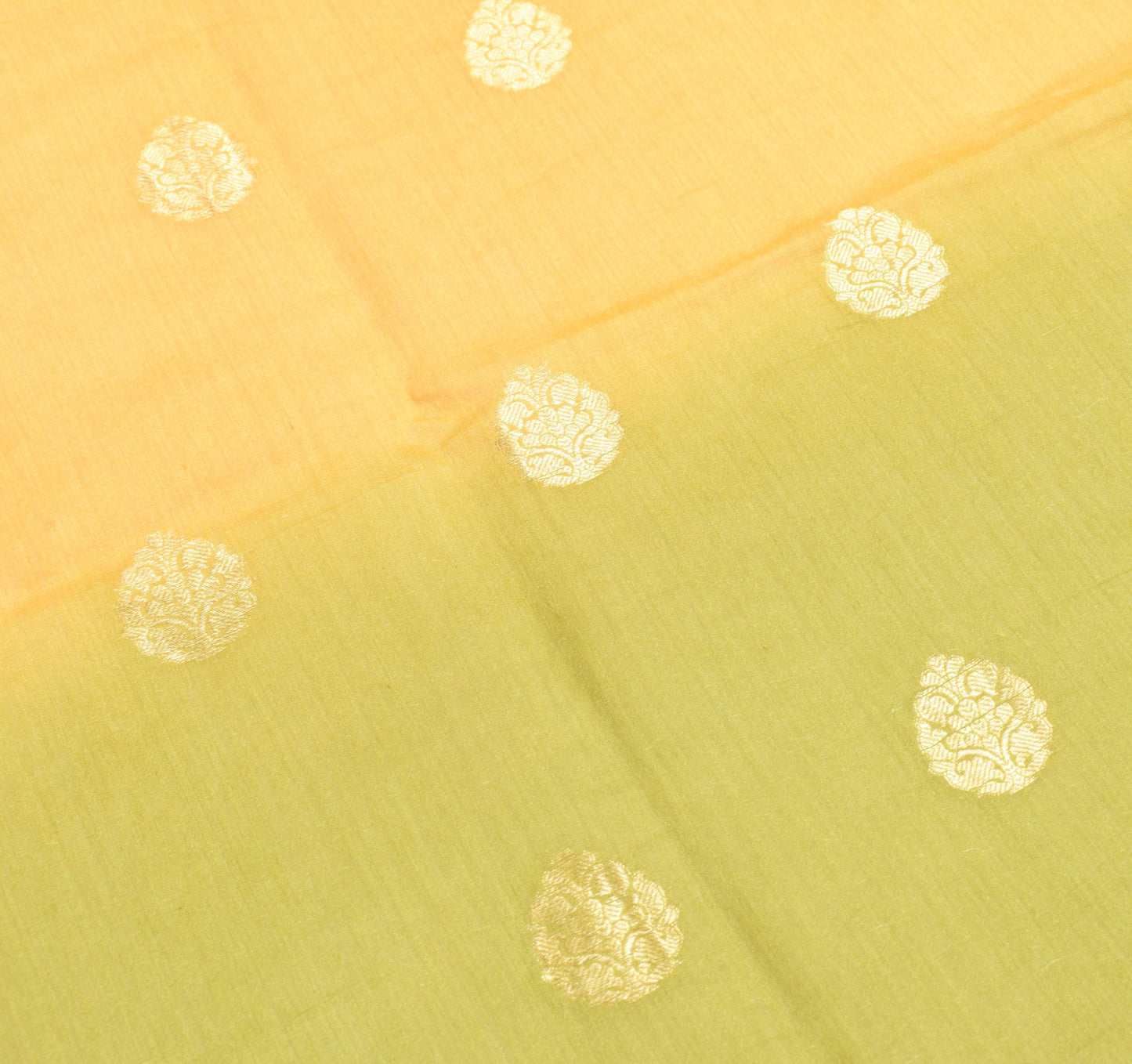 Sushila Vintage Yellow Green Dupatta Pure Cotton Silk Zari Brocade Long Stole