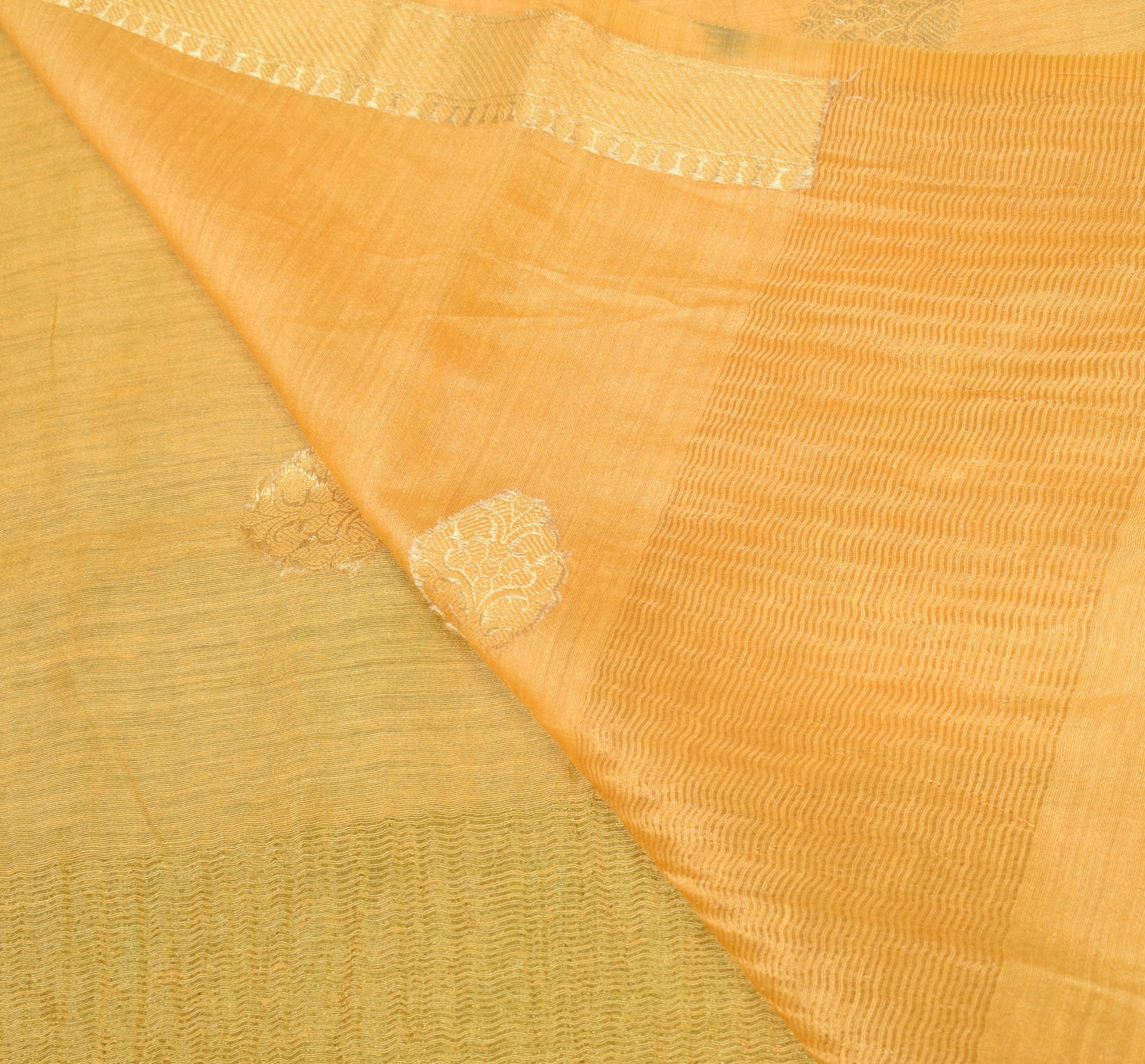 Sushila Vintage Yellow Green Dupatta Pure Cotton Silk Zari Brocade Long Stole