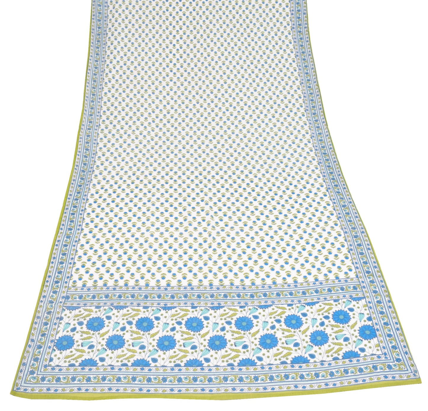 Sushila Vintage White Floral Dupatta Pure Cotton Hand Block Printed Long Stole