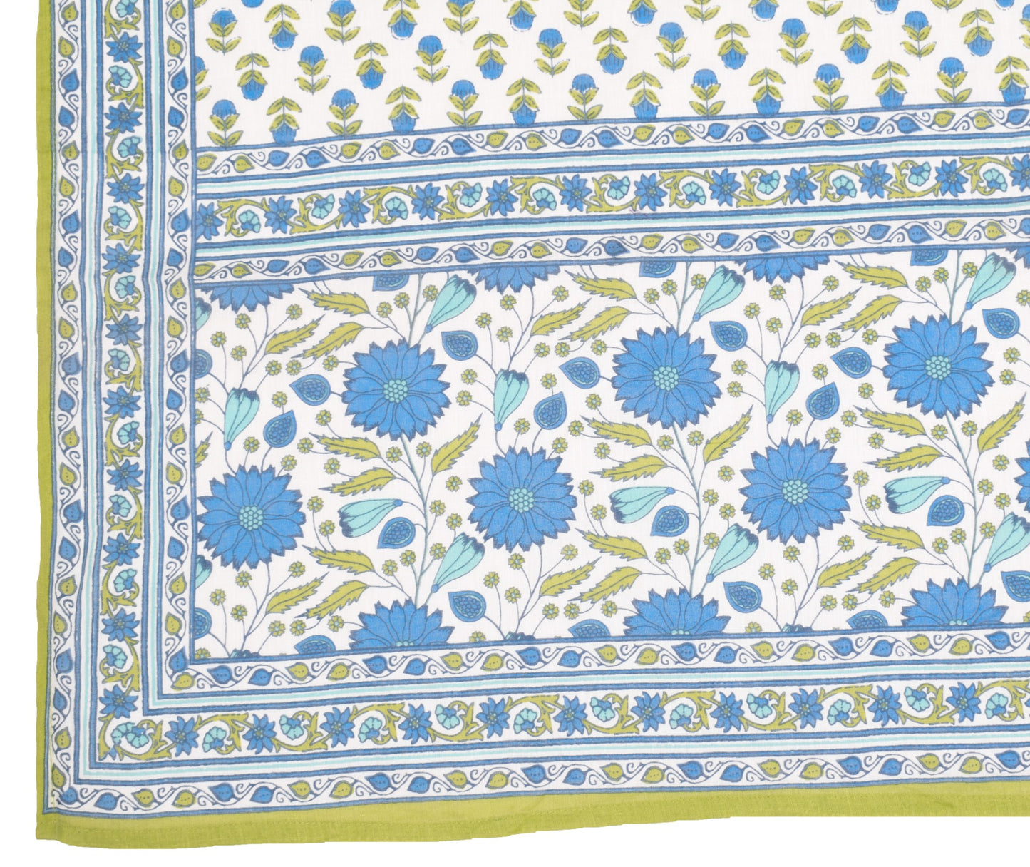 Sushila Vintage White Floral Dupatta Pure Cotton Hand Block Printed Long Stole